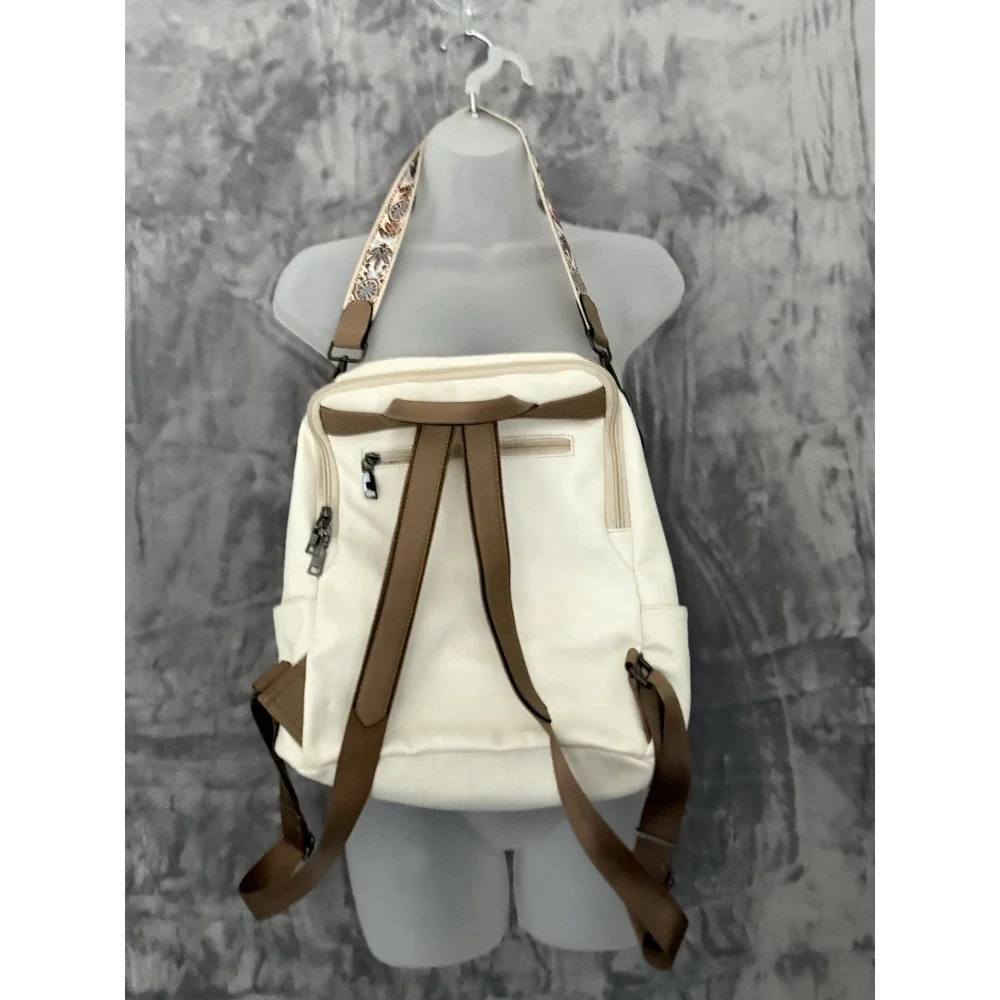 Fadeon Backpack Purse White Large Leather Laptop Bag Travel Carry On Outdoors